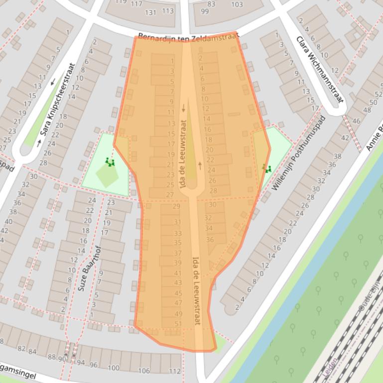 Kaart van postcodegebied 2331SN.