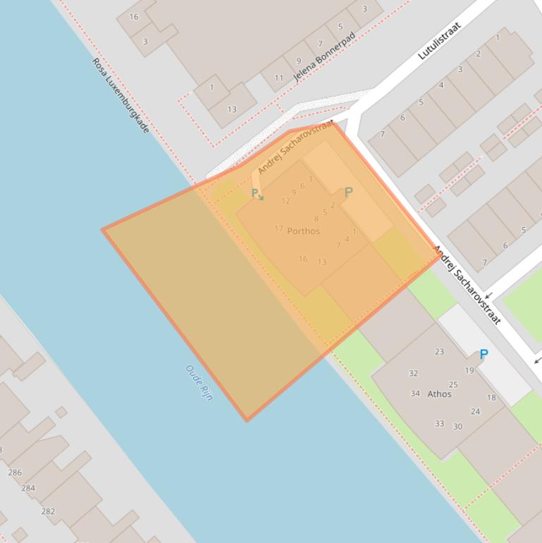 Kaart van postcodegebied 2332AB.