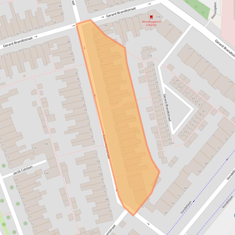 Kaart van postcodegebied 2332AN.