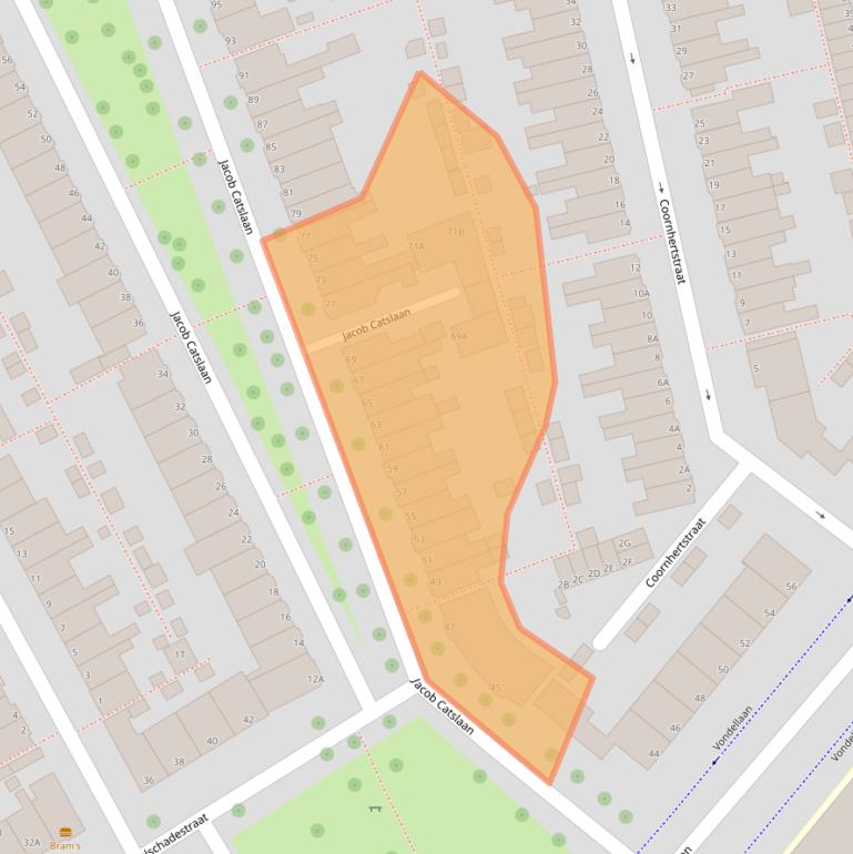 Kaart van postcodegebied 2332AT.