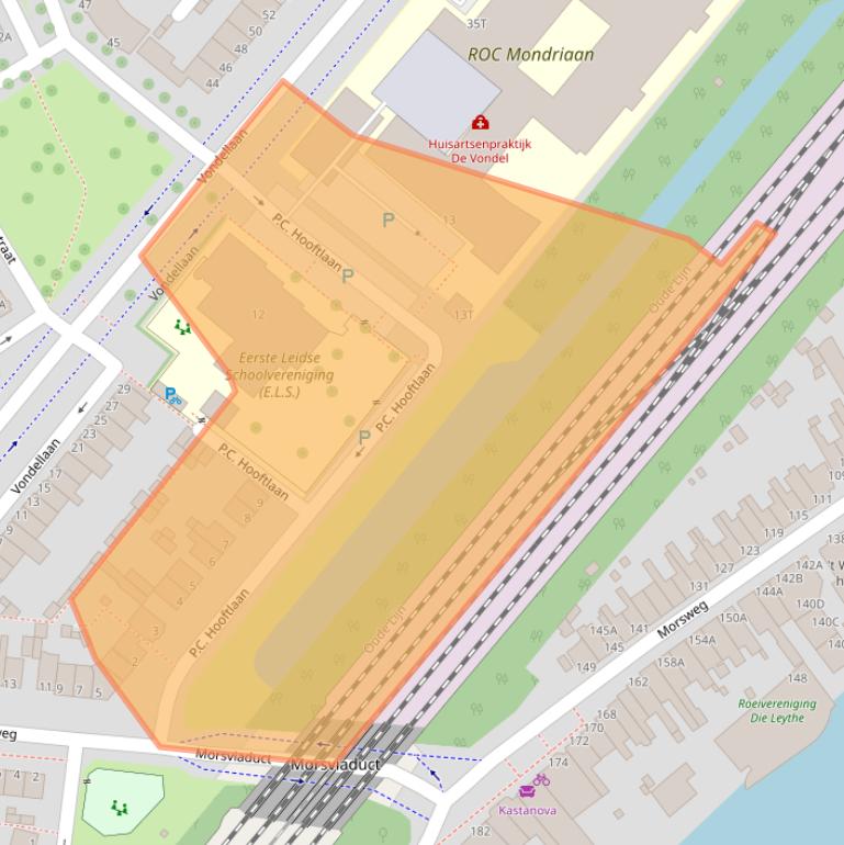 Kaart van postcodegebied 2332AX.