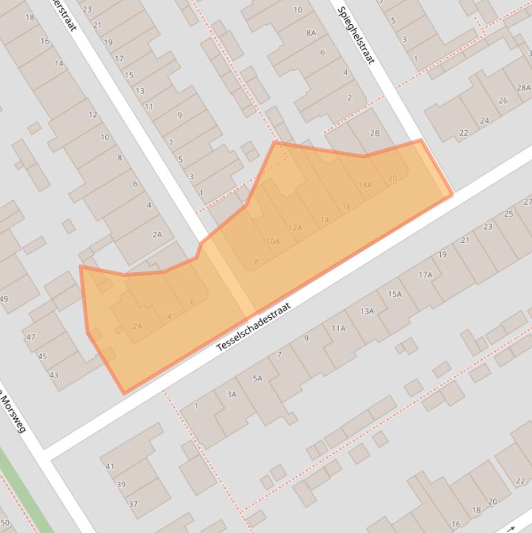 Kaart van postcodegebied 2332BJ.