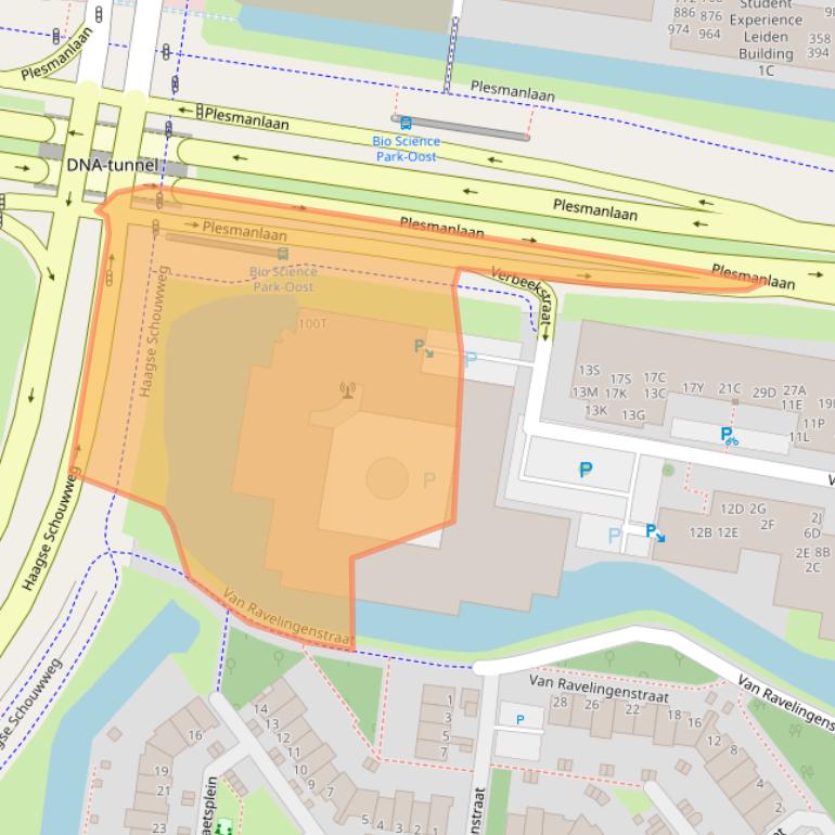 Kaart van postcodegebied 2332CB.