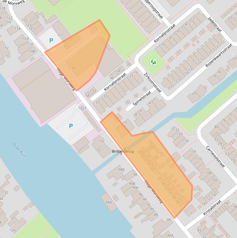 Kaart van postcodegebied 2332HJ.