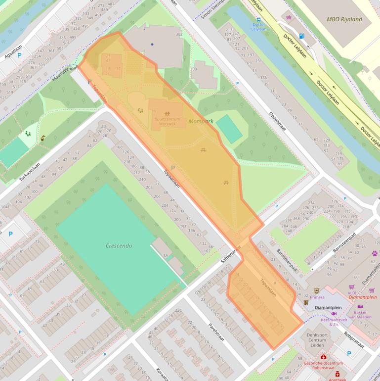 Kaart van postcodegebied 2332JC.