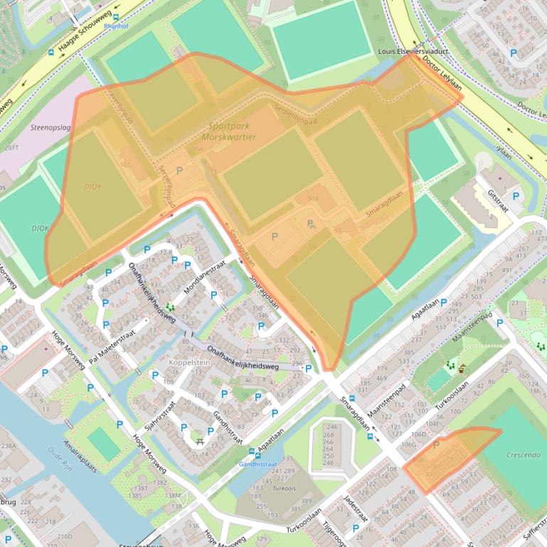 Kaart van postcodegebied 2332JP.