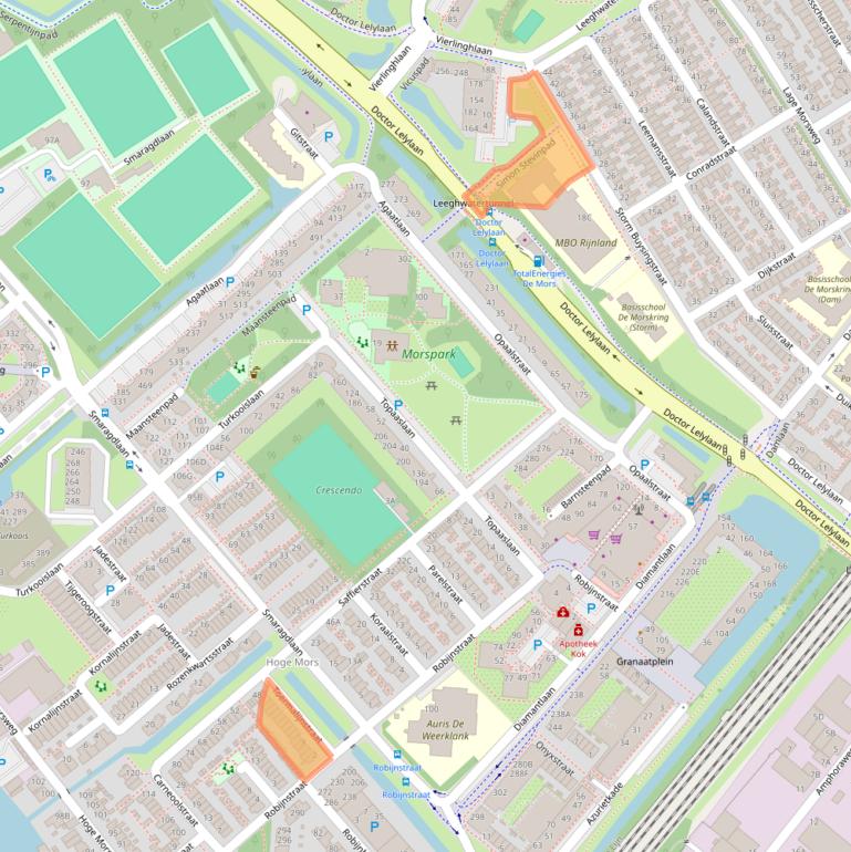 Kaart van postcodegebied 2332JS.