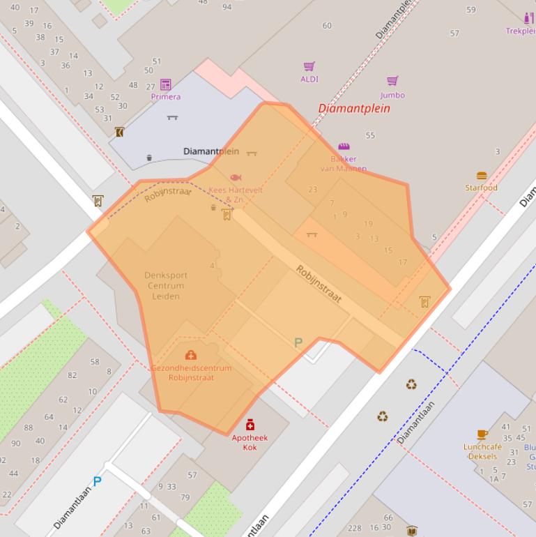 Kaart van postcodegebied 2332KE.