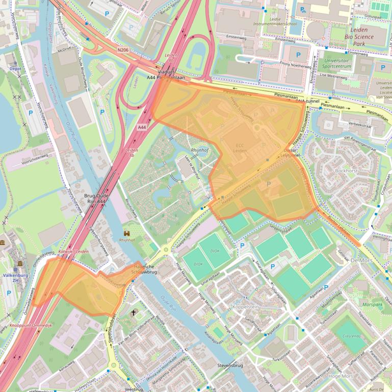 Kaart van postcodegebied 2332KG.