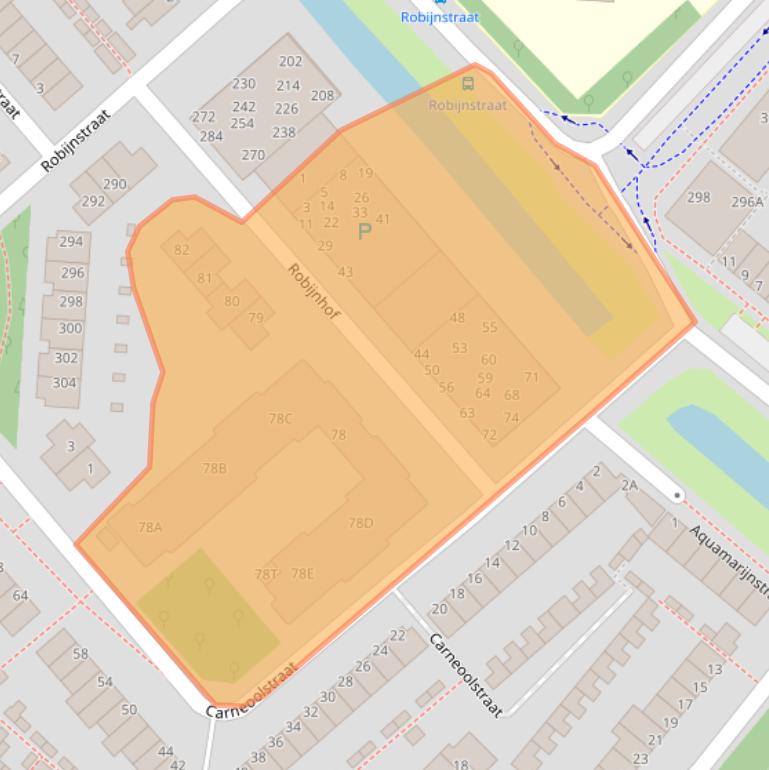 Kaart van postcodegebied 2332KJ.