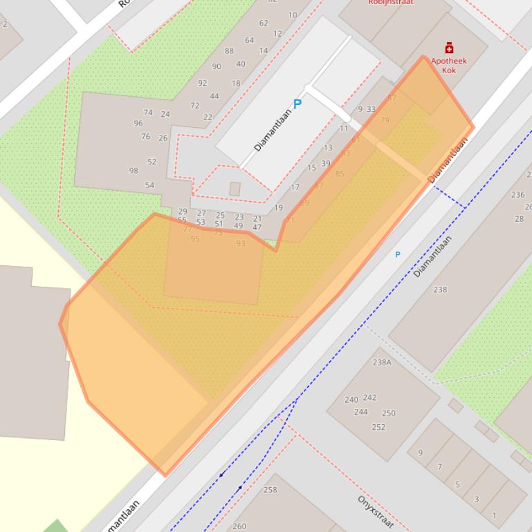 Kaart van postcodegebied 2332KX.