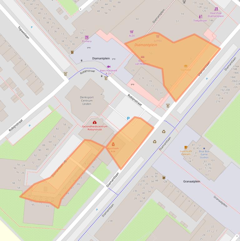 Kaart van postcodegebied 2332KZ.