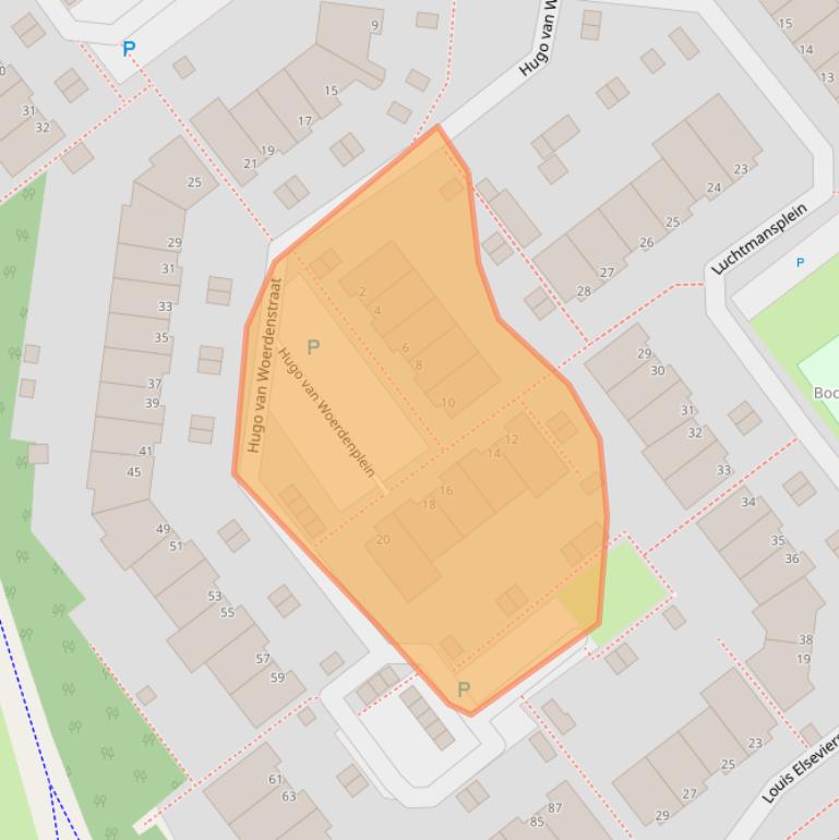 Kaart van postcodegebied 2332PD.