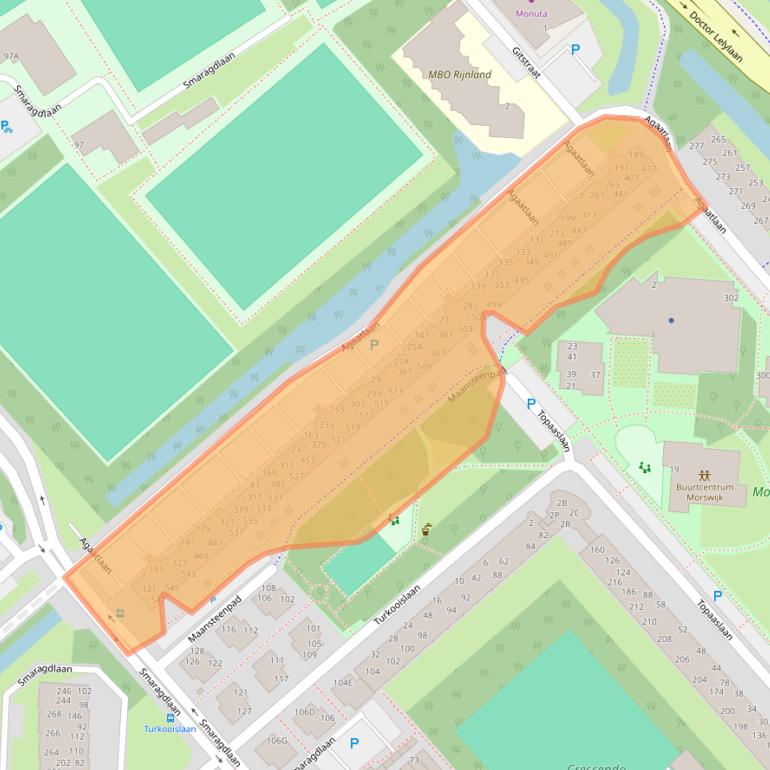 Kaart van postcodegebied 2332RA.