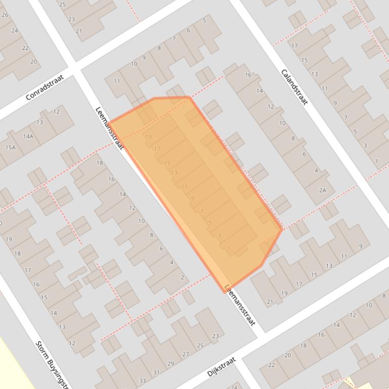 Kaart van postcodegebied 2332VJ.
