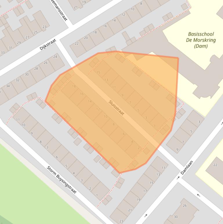 Kaart van postcodegebied 2332VT.