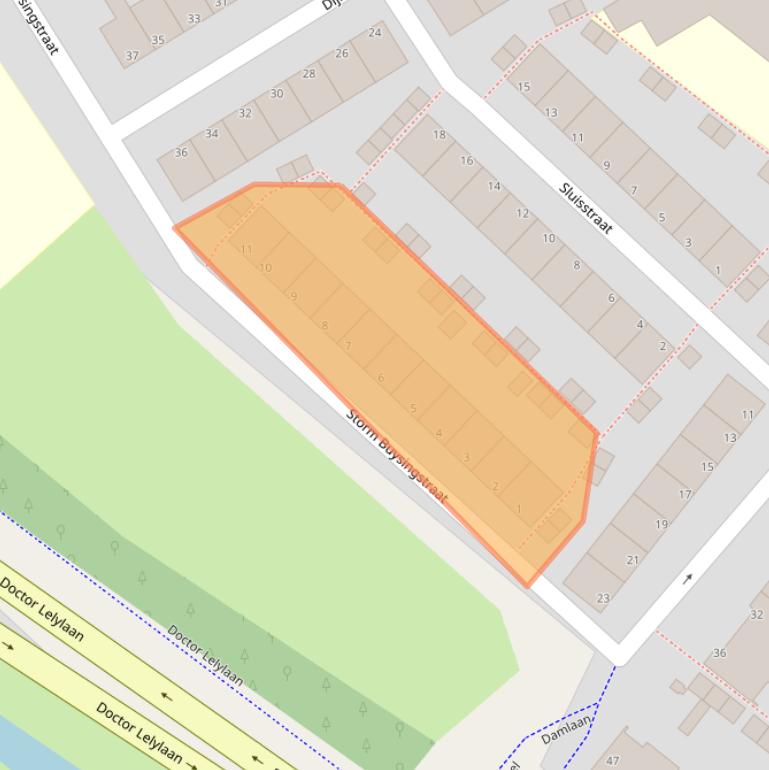 Kaart van postcodegebied 2332VV.