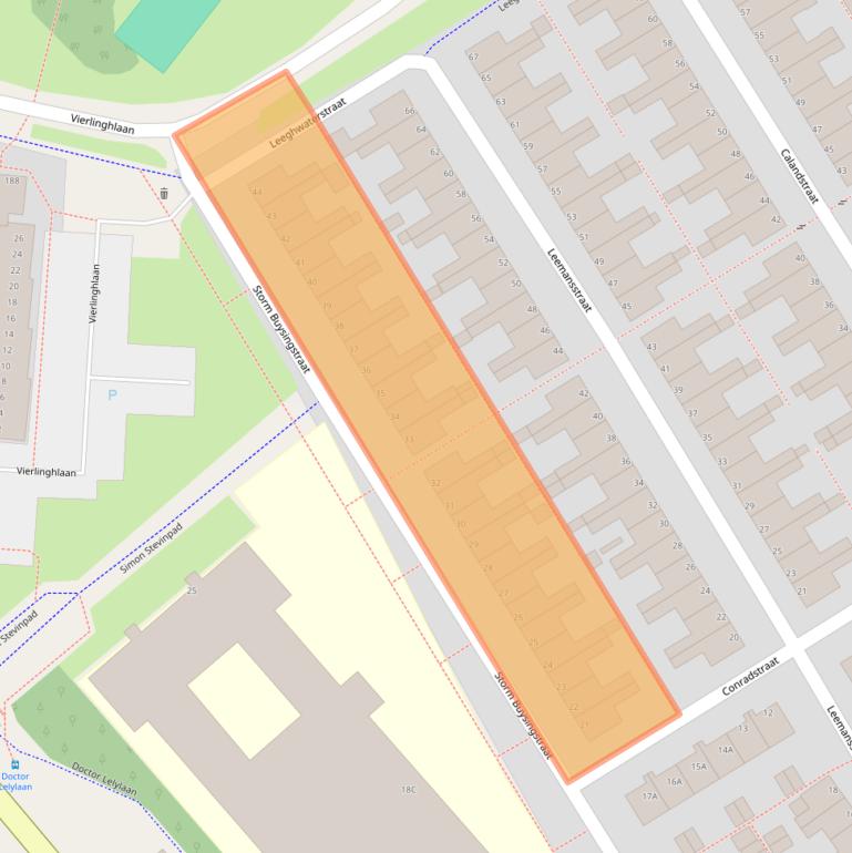 Kaart van postcodegebied 2332VX.