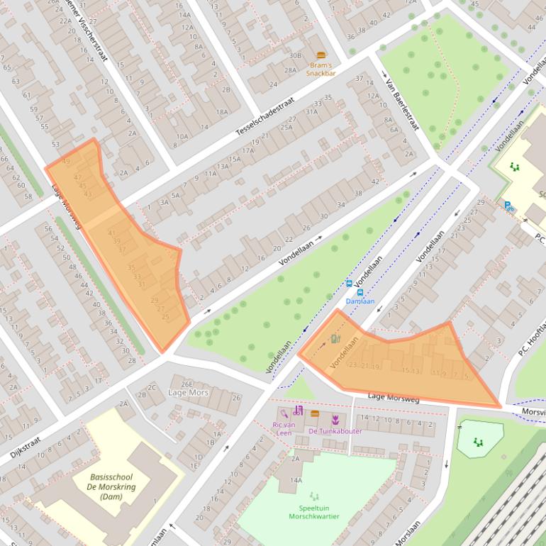 Kaart van postcodegebied 2332XA.