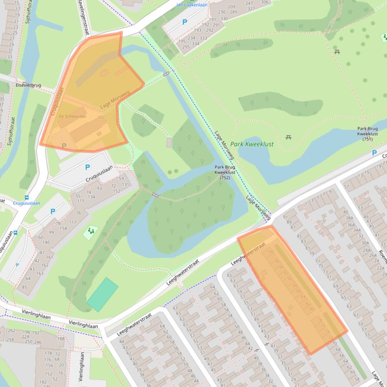 Kaart van postcodegebied 2332XE.