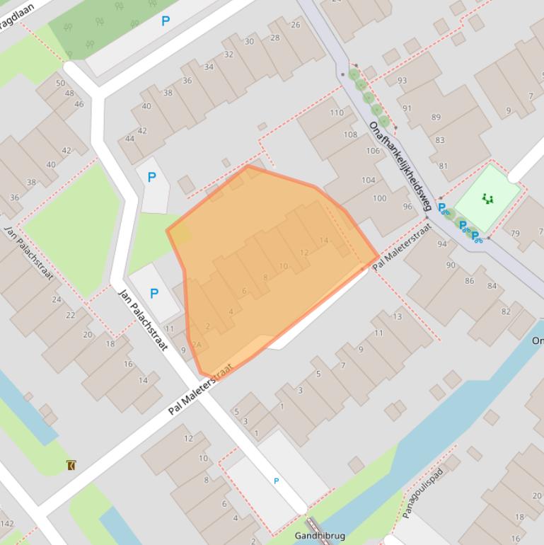 Kaart van postcodegebied 2332ZH.