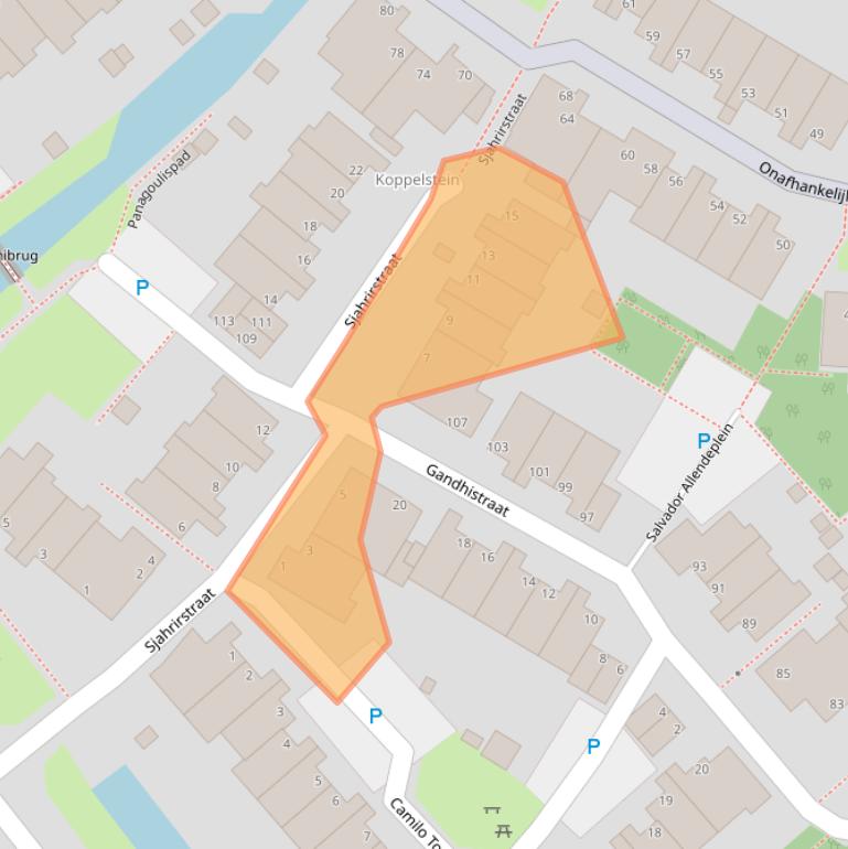 Kaart van postcodegebied 2332ZJ.