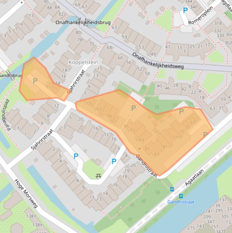 Kaart van postcodegebied 2332ZX.