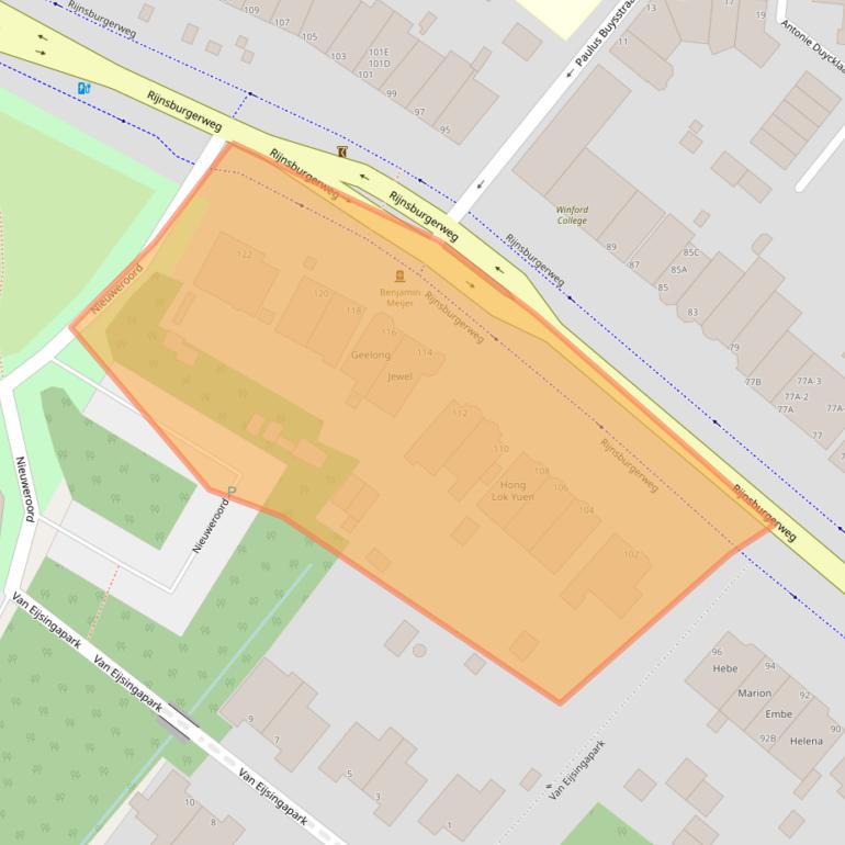 Kaart van postcodegebied 2333AE.