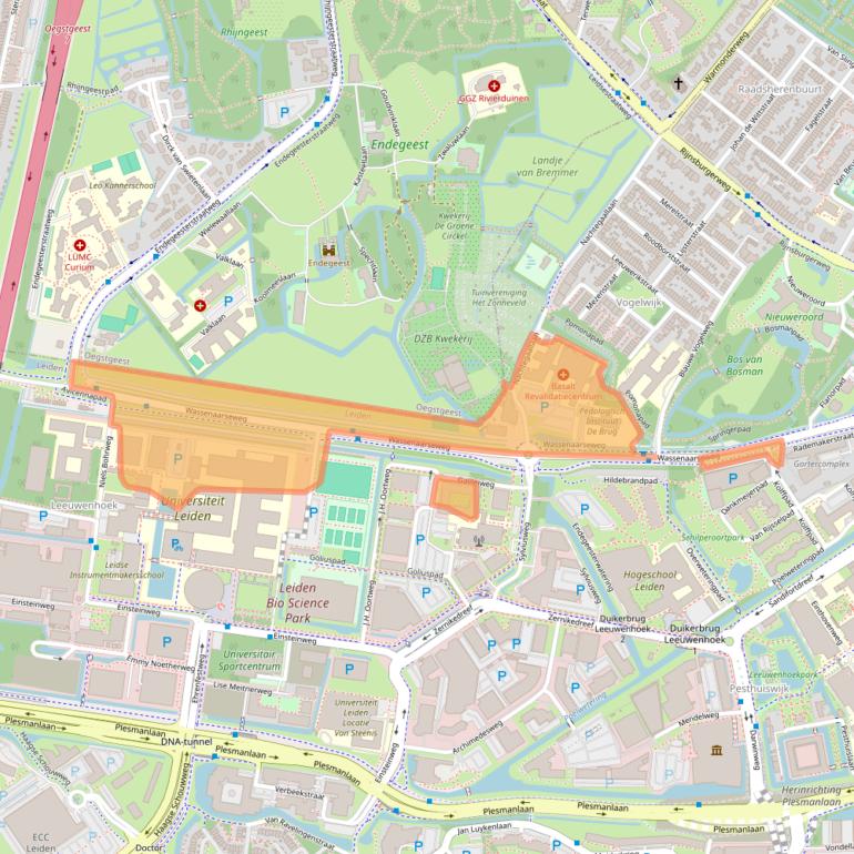 Kaart van postcodegebied 2333AL.