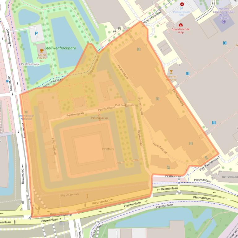 Kaart van postcodegebied 2333BA.