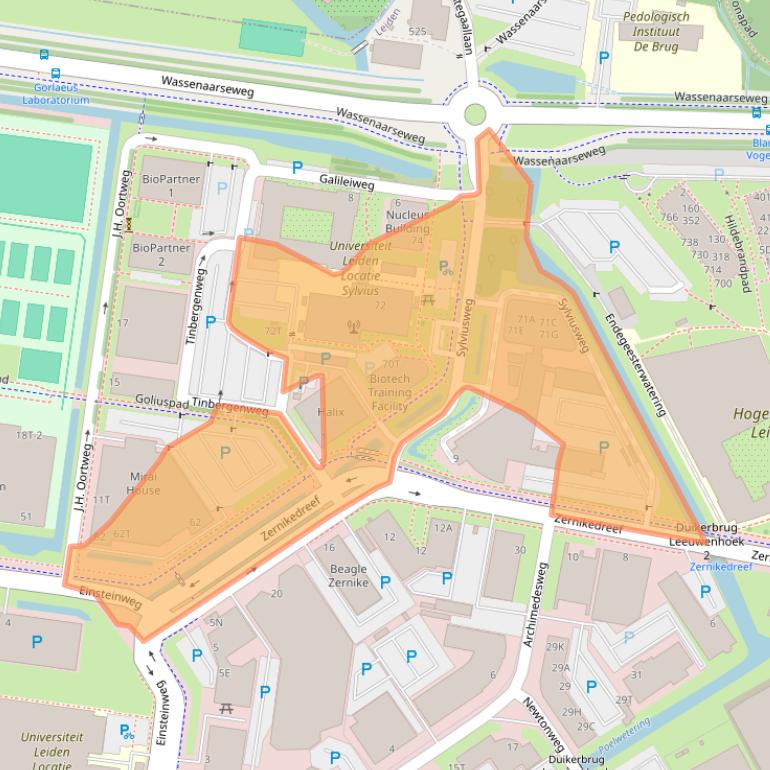 Kaart van postcodegebied 2333BE.