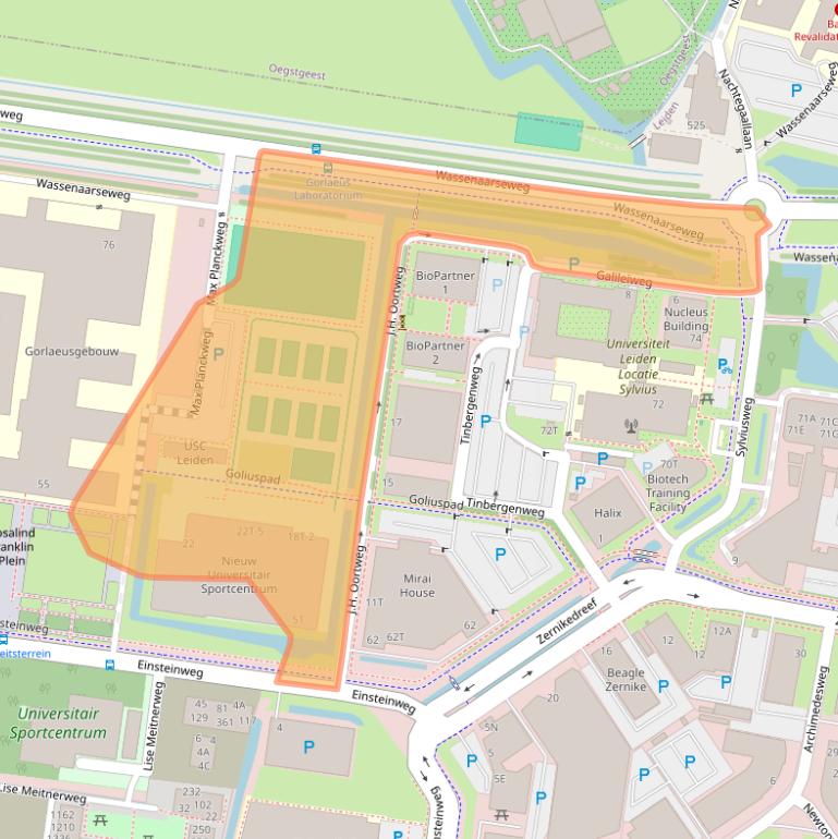 Kaart van postcodegebied 2333BH.