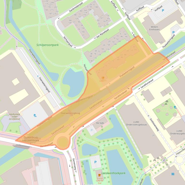 Kaart van postcodegebied 2333BM.