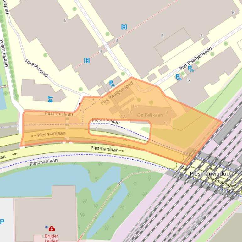 Kaart van postcodegebied 2333BZ.