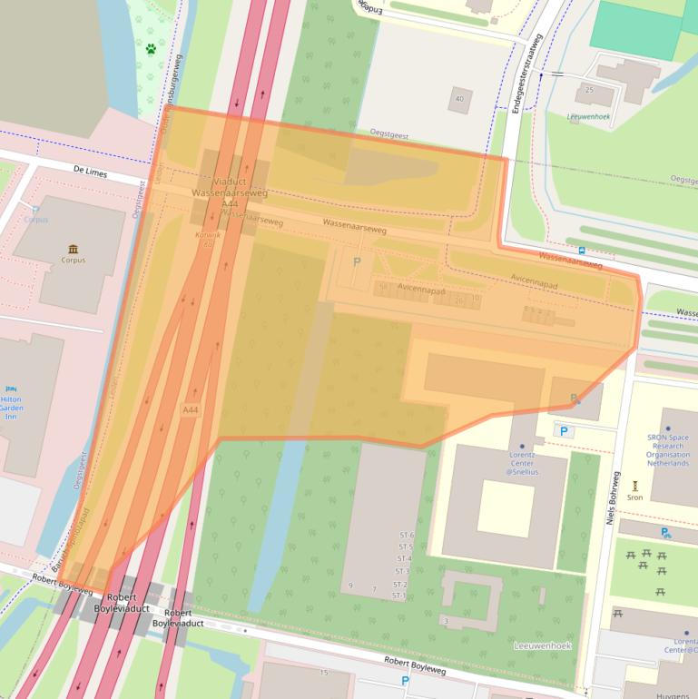 Kaart van postcodegebied 2333CJ.