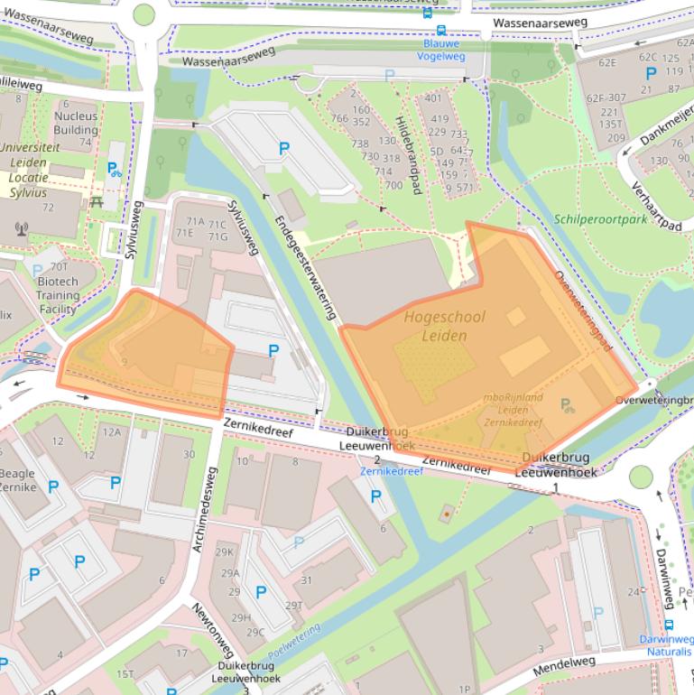 Kaart van postcodegebied 2333CK.