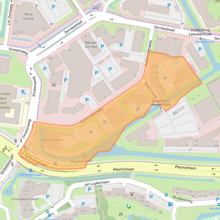 Kaart van postcodegebied 2333CM.
