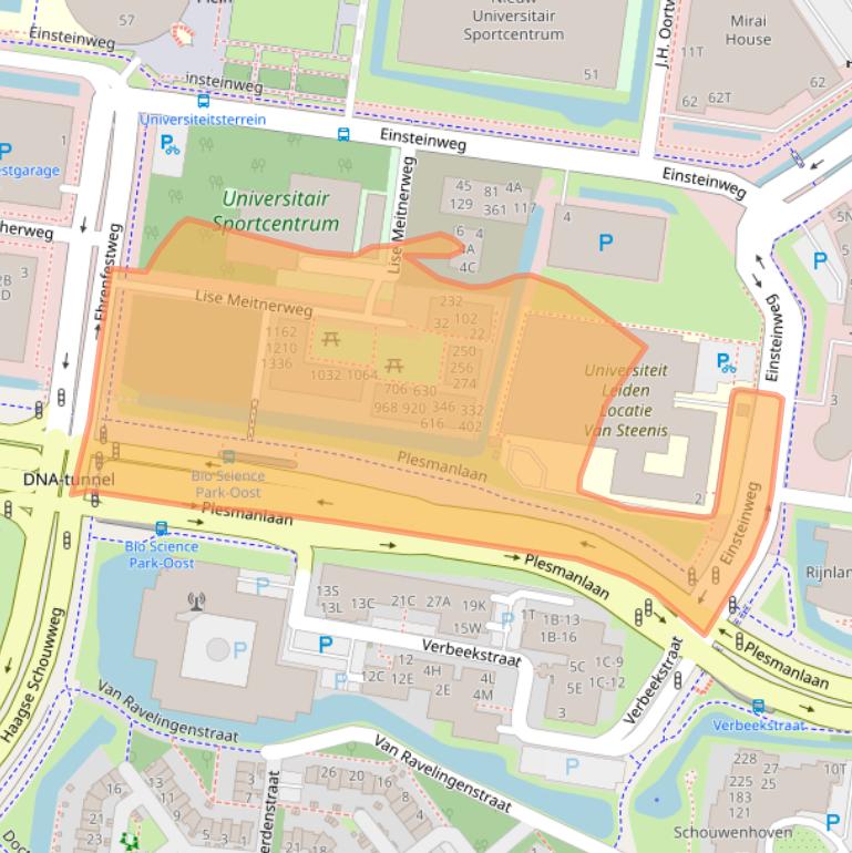 Kaart van postcodegebied 2333CZ.