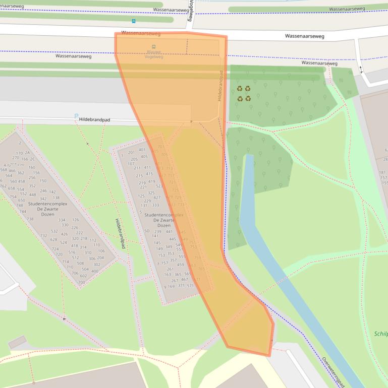 Kaart van postcodegebied 2333DJ.