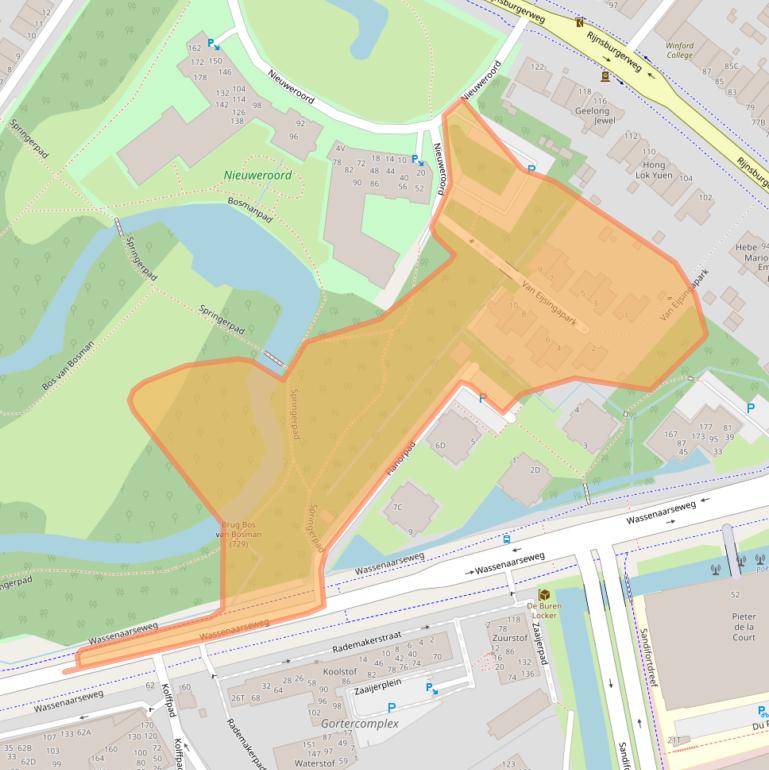 Kaart van postcodegebied 2333VJ.