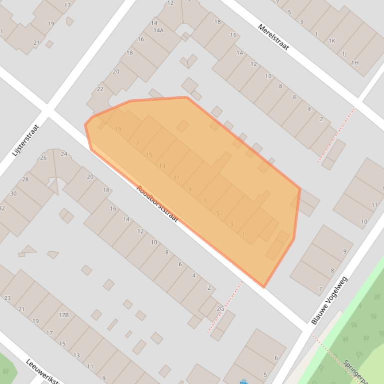 Kaart van postcodegebied 2333VM.
