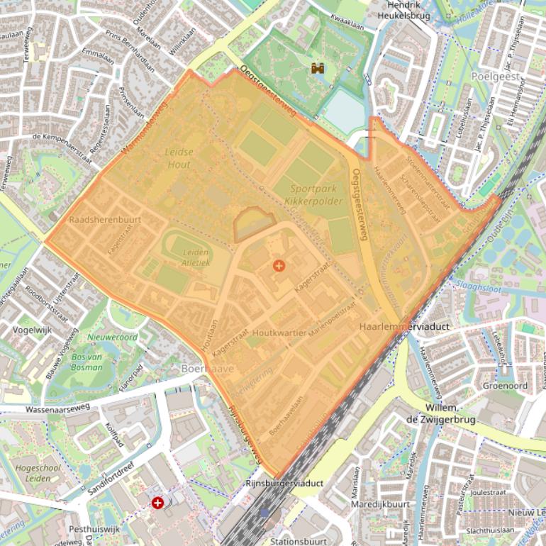 Kaart van postcodegebied 2334.