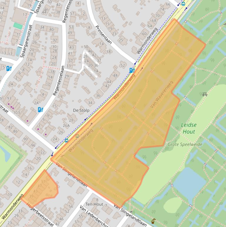 Kaart van postcodegebied 2334AC.