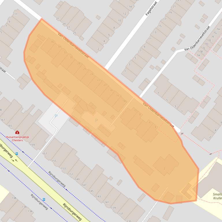 Kaart van postcodegebied 2334AG.