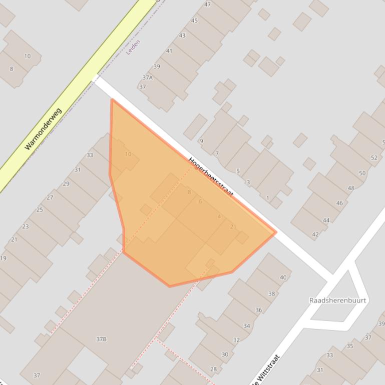 Kaart van postcodegebied 2334AK.