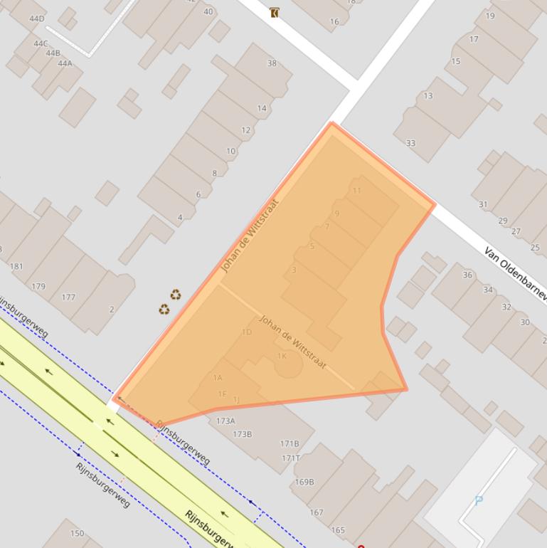 Kaart van postcodegebied 2334AL.