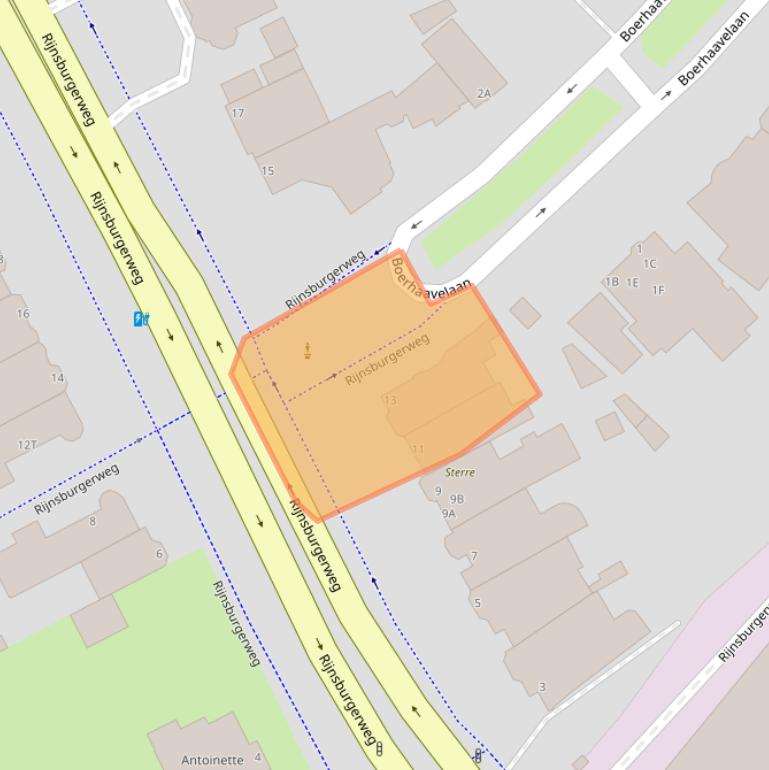 Kaart van postcodegebied 2334BB.