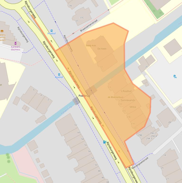 Kaart van postcodegebied 2334BE.