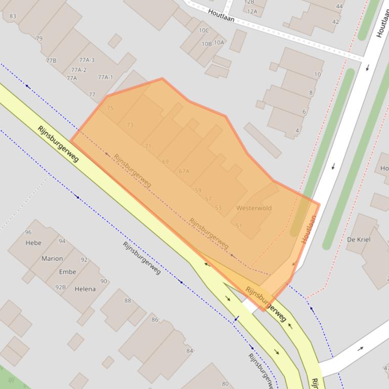 Kaart van postcodegebied 2334BH.