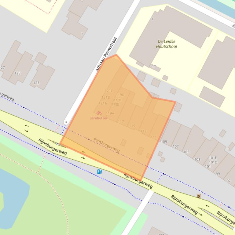 Kaart van postcodegebied 2334BL.